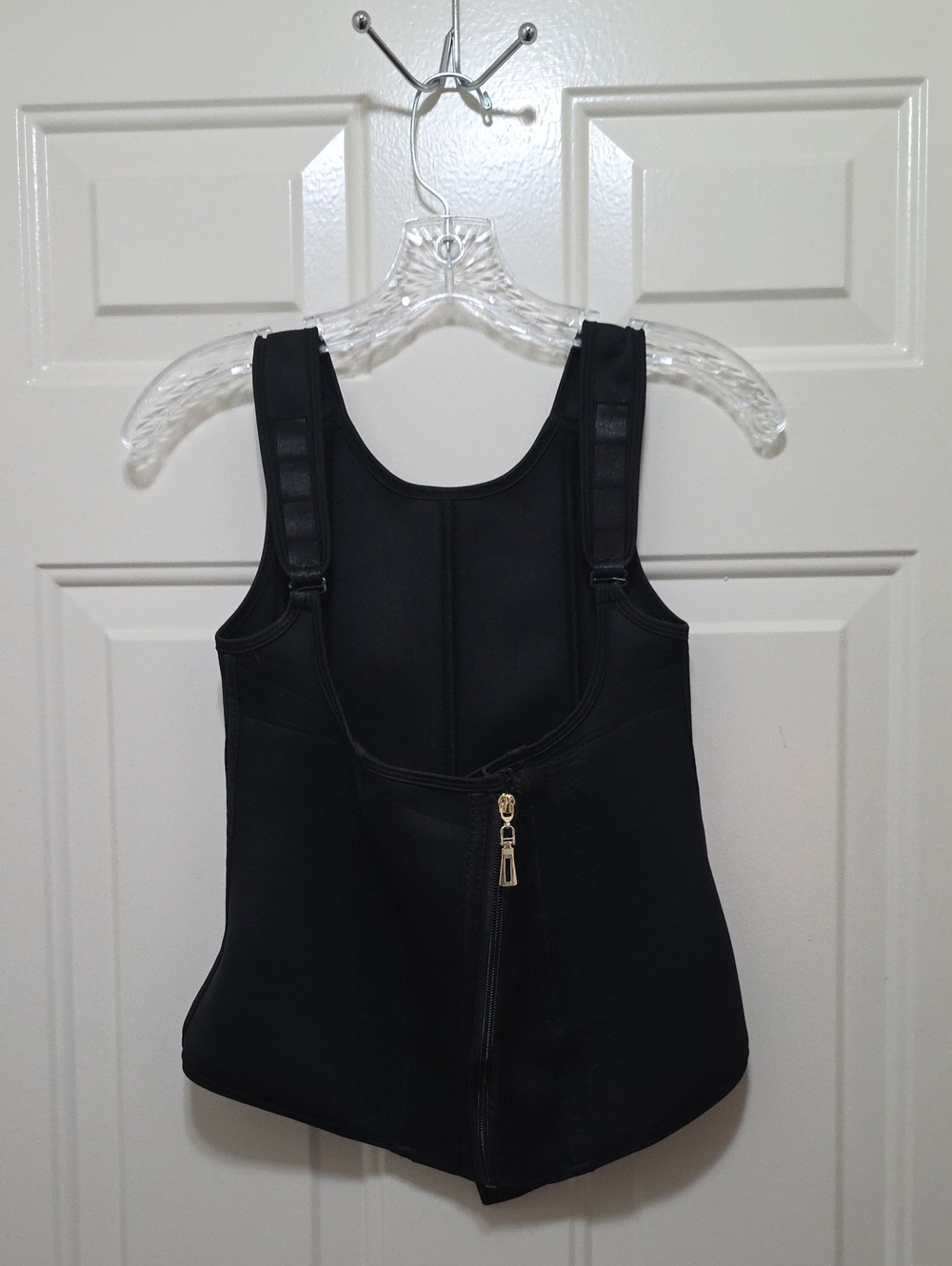 Black Zip-Front Shaping Bodysuit Tank Top